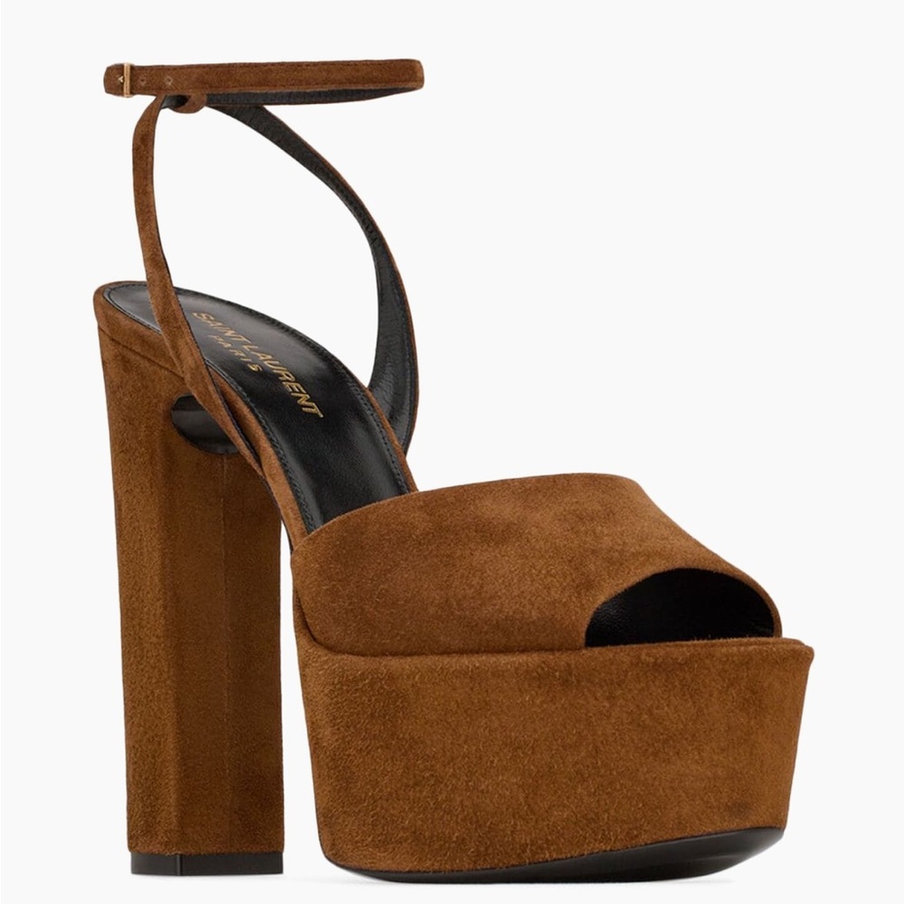 Saint Laurent Jodie Platform Sandals - Brown Suede